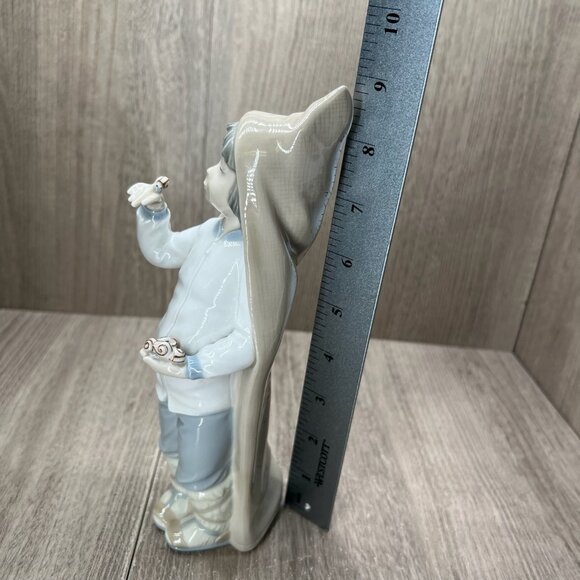 Vtg Lladro #4896 Boy with Snails Glossy Retired Porcelain Figurine 9" Muted Blue - Picture 13 of 13